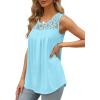 imageSaloogoe Summer Tank Tops for Women Loose Fit Pleated Tunics Scoop Neck Sleeveless Lace Tops Curved Hem FlowyMint Blue