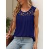 imageSaloogoe Summer Tank Tops for Women Loose Fit Pleated Tunics Scoop Neck Sleeveless Lace Tops Curved Hem FlowyNavy