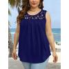 imageSaloogoe Summer Tank Tops for Women Loose Fit Pleated Tunics Scoop Neck Sleeveless Lace Tops Curved Hem FlowyNavy