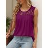 imageSaloogoe Summer Tank Tops for Women Loose Fit Pleated Tunics Scoop Neck Sleeveless Lace Tops Curved Hem FlowyPurple
