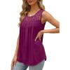imageSaloogoe Summer Tank Tops for Women Loose Fit Pleated Tunics Scoop Neck Sleeveless Lace Tops Curved Hem FlowyPurple