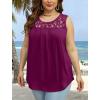 imageSaloogoe Summer Tank Tops for Women Loose Fit Pleated Tunics Scoop Neck Sleeveless Lace Tops Curved Hem FlowyPurple