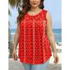 imageSaloogoe Summer Tank Tops for Women Loose Fit Pleated Tunics Scoop Neck Sleeveless Lace Tops Curved Hem FlowyRed Floral