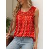 imageSaloogoe Summer Tank Tops for Women Loose Fit Pleated Tunics Scoop Neck Sleeveless Lace Tops Curved Hem FlowyRed Floral