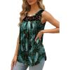 imageSaloogoe Summer Tank Tops for Women Loose Fit Pleated Tunics Scoop Neck Sleeveless Lace Tops Curved Hem FlowySpecial Firefly Forest