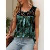 imageSaloogoe Summer Tank Tops for Women Loose Fit Pleated Tunics Scoop Neck Sleeveless Lace Tops Curved Hem FlowySpecial Firefly Forest