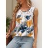 imageSaloogoe Summer Tank Tops for Women Loose Fit Pleated Tunics Scoop Neck Sleeveless Lace Tops Curved Hem FlowySpecial Ink Wash Flower