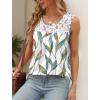 imageSaloogoe Summer Tank Tops for Women Loose Fit Pleated Tunics Scoop Neck Sleeveless Lace Tops Curved Hem FlowySpecial Leaf Print