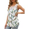 imageSaloogoe Summer Tank Tops for Women Loose Fit Pleated Tunics Scoop Neck Sleeveless Lace Tops Curved Hem FlowySpecial Leaf Print