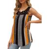 imageSaloogoe Summer Tank Tops for Women Loose Fit Pleated Tunics Scoop Neck Sleeveless Lace Tops Curved Hem FlowyStripe and Polka Dot