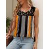 imageSaloogoe Summer Tank Tops for Women Loose Fit Pleated Tunics Scoop Neck Sleeveless Lace Tops Curved Hem FlowyStripe and Polka Dot