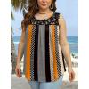 imageSaloogoe Summer Tank Tops for Women Loose Fit Pleated Tunics Scoop Neck Sleeveless Lace Tops Curved Hem FlowyStripe and Polka Dot