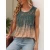imageSaloogoe Summer Tank Tops for Women Loose Fit Pleated Tunics Scoop Neck Sleeveless Lace Tops Curved Hem FlowyVolcanic Printed