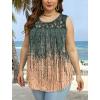 imageSaloogoe Summer Tank Tops for Women Loose Fit Pleated Tunics Scoop Neck Sleeveless Lace Tops Curved Hem FlowyVolcanic Printed