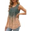 imageSaloogoe Summer Tank Tops for Women Loose Fit Pleated Tunics Scoop Neck Sleeveless Lace Tops Curved Hem FlowyVolcanic Printed