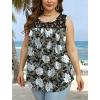 imageSaloogoe Summer Tank Tops for Women Loose Fit Pleated Tunics Scoop Neck Sleeveless Lace Tops Curved Hem FlowyWhite Lily