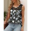 imageSaloogoe Summer Tank Tops for Women Loose Fit Pleated Tunics Scoop Neck Sleeveless Lace Tops Curved Hem FlowyWhite Lily