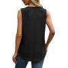 imageSaloogoe Tank Top for Women Loose Fit Eyelet Summer Tops Flowy Sleeveless Blouses Pleated Square Neck Curved Hem FashionAll Black