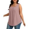 imageSaloogoe Tank Top for Women Loose Fit Eyelet Summer Tops Flowy Sleeveless Blouses Pleated Square Neck Curved Hem FashionDusty Pink