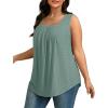 imageSaloogoe Tank Top for Women Loose Fit Eyelet Summer Tops Flowy Sleeveless Blouses Pleated Square Neck Curved Hem FashionGrayish Green