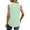 imageSaloogoe Tank Top for Women Loose Fit Eyelet Summer Tops Flowy Sleeveless Blouses Pleated Square Neck Curved Hem FashionLake Green