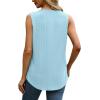 imageSaloogoe Tank Top for Women Loose Fit Eyelet Summer Tops Flowy Sleeveless Blouses Pleated Square Neck Curved Hem FashionLight Blue