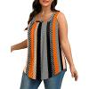 imageSaloogoe Tank Top for Women Loose Fit Eyelet Summer Tops Flowy Sleeveless Blouses Pleated Square Neck Curved Hem FashionStripe and Polka Dot