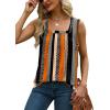 imageSaloogoe Tank Top for Women Loose Fit Eyelet Summer Tops Flowy Sleeveless Blouses Pleated Square Neck Curved Hem FashionStripe and Polka Dot