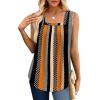 imageSaloogoe Tank Top for Women Loose Fit Eyelet Summer Tops Flowy Sleeveless Blouses Pleated Square Neck Curved Hem FashionStripe and Polka Dot