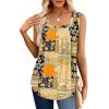 imageSaloogoe Tank Top for Women Loose Fit Eyelet Summer Tops Flowy Sleeveless Blouses Pleated Square Neck Curved Hem FashionUnique Block Floral