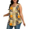 imageSaloogoe Tank Top for Women Loose Fit Eyelet Summer Tops Flowy Sleeveless Blouses Pleated Square Neck Curved Hem FashionUnique Block Floral