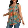 imageSaloogoe Tank Top for Women Loose Fit Eyelet Summer Tops Flowy Sleeveless Blouses Pleated Square Neck Curved Hem FashionUnique Coconut Tree