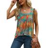 imageSaloogoe Tank Top for Women Loose Fit Eyelet Summer Tops Flowy Sleeveless Blouses Pleated Square Neck Curved Hem FashionUnique Coconut Tree