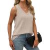 imageSaloogoe Tank Tops for Women 2025 V Neck Summer Sweaters Vest Lightweight Curved Hem Spring Beach FashionApricot