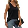 imageSaloogoe Tank Tops for Women 2025 V Neck Summer Sweaters Vest Lightweight Curved Hem Spring Beach FashionBlack