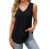imageSaloogoe Tank Tops for Women 2025 V Neck Summer Sweaters Vest Lightweight Curved Hem Spring Beach FashionBlack