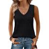 imageSaloogoe Tank Tops for Women 2025 V Neck Summer Sweaters Vest Lightweight Curved Hem Spring Beach FashionBlack