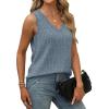 imageSaloogoe Tank Tops for Women 2025 V Neck Summer Sweaters Vest Lightweight Curved Hem Spring Beach FashionBlue