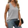 imageSaloogoe Tank Tops for Women 2025 V Neck Summer Sweaters Vest Lightweight Curved Hem Spring Beach FashionClassic Grey