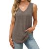 imageSaloogoe Tank Tops for Women 2025 V Neck Summer Sweaters Vest Lightweight Curved Hem Spring Beach FashionCoffee