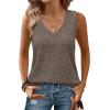 imageSaloogoe Tank Tops for Women 2025 V Neck Summer Sweaters Vest Lightweight Curved Hem Spring Beach FashionCoffee