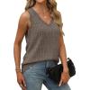 imageSaloogoe Tank Tops for Women 2025 V Neck Summer Sweaters Vest Lightweight Curved Hem Spring Beach FashionCoffee