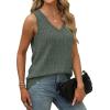 imageSaloogoe Tank Tops for Women 2025 V Neck Summer Sweaters Vest Lightweight Curved Hem Spring Beach FashionGreen