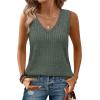imageSaloogoe Tank Tops for Women 2025 V Neck Summer Sweaters Vest Lightweight Curved Hem Spring Beach FashionGreen