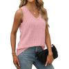 imageSaloogoe Tank Tops for Women 2025 V Neck Summer Sweaters Vest Lightweight Curved Hem Spring Beach FashionPink