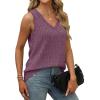 imageSaloogoe Tank Tops for Women 2025 V Neck Summer Sweaters Vest Lightweight Curved Hem Spring Beach FashionPurple Red