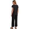 imageSaloogoe Two Piece Sets for Women Summer Outfits Lounge Sets V Neck Tops Wide Leg Pants Woman Vacation Travel OutfitsBlack