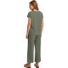imageSaloogoe Two Piece Sets for Women Summer Outfits Lounge Sets V Neck Tops Wide Leg Pants Woman Vacation Travel OutfitsGreen
