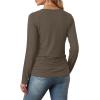 imageSaloogoe Womens Long Sleeve Shirts Dressy Casual Tops Crewneck Pleated Buttom ShirtCoffee