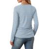 imageSaloogoe Womens Long Sleeve Shirts Dressy Casual Tops Crewneck Pleated Buttom ShirtStriped Blue and White